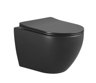 Подвесной унитаз Boheme Nero 961-SET-2-B безободковый с функцией биде чёрный матовый